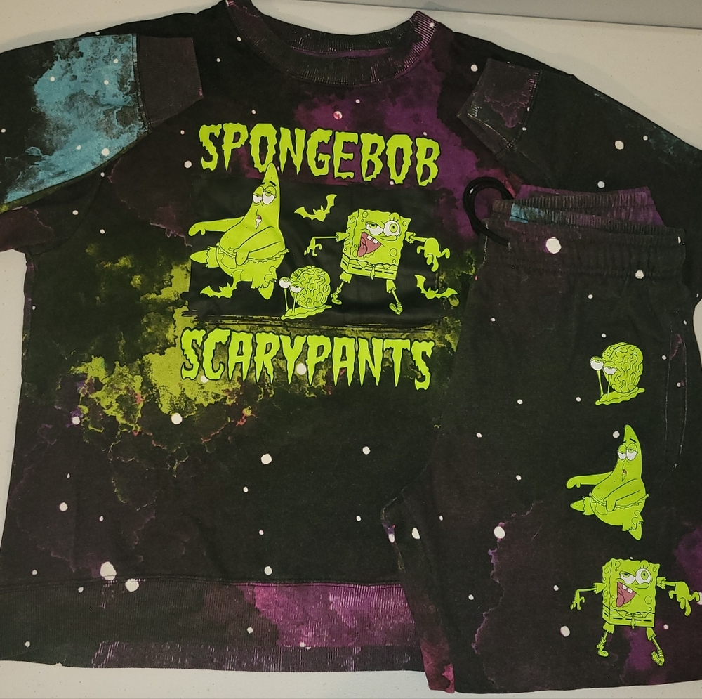 Spongebob sweat pants & sweat shirt Size Large